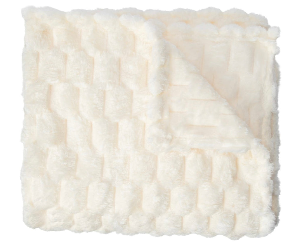 Luxury Faux Fur Throw Blanket, Ivory White, Super Soft Plush Material, 50 x 60 Inches