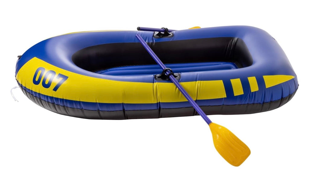 Inflatable River Raft, 2-Person Recreational Boat with Paddles, Blue and Yellow, Heavy-Duty Design, Includes 2 Oars