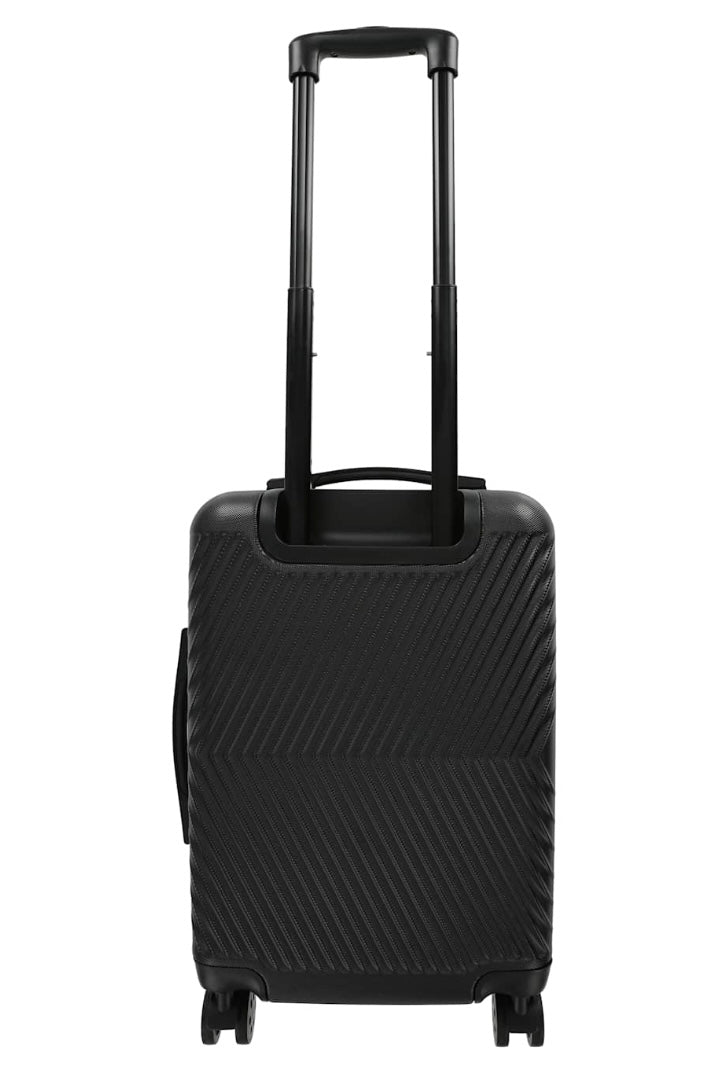Hardshell Spinner Suitcase, Black, 20 Inch Carry On Luggage with Chevron Pattern, 360° Wheels, Expandable