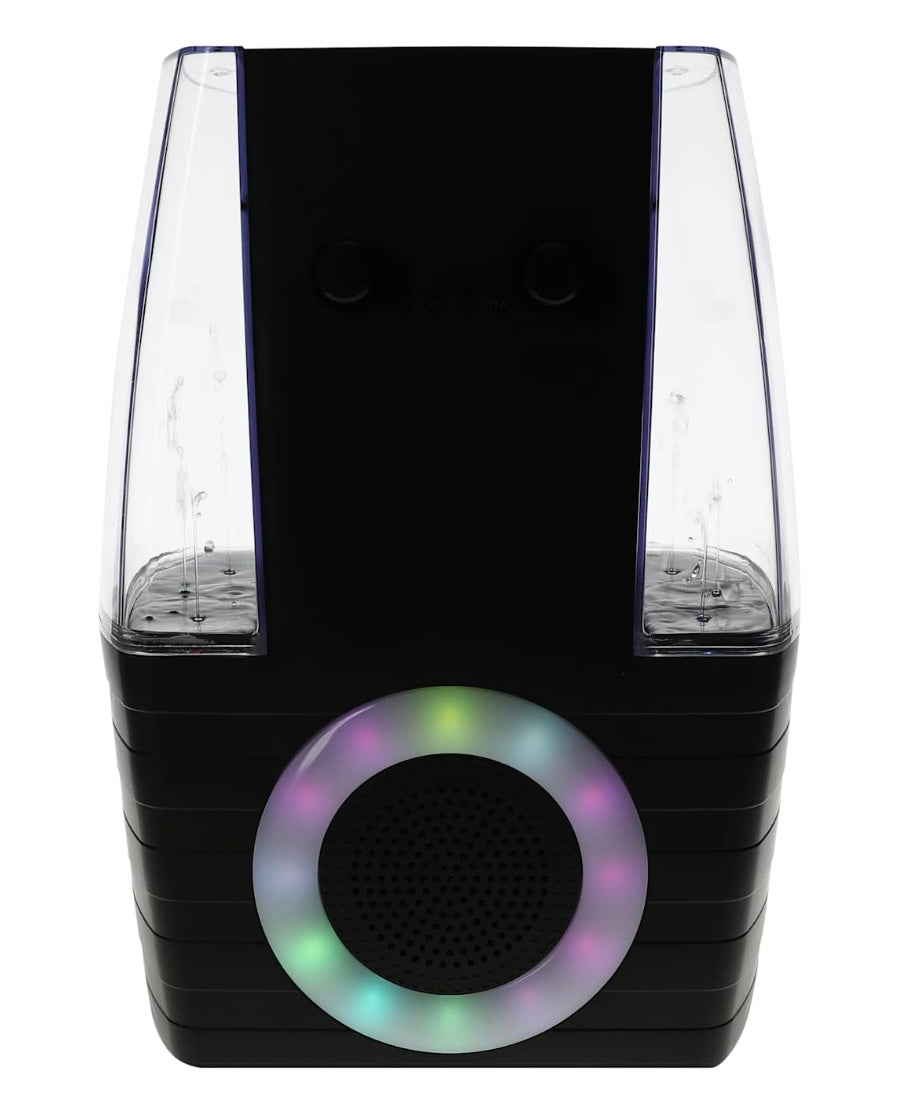 Dancing Light Show Bluetooth Karaoke Speaker, Black, LED Ring Light Display, Dual Microphone Ports, Portable Entertainment System