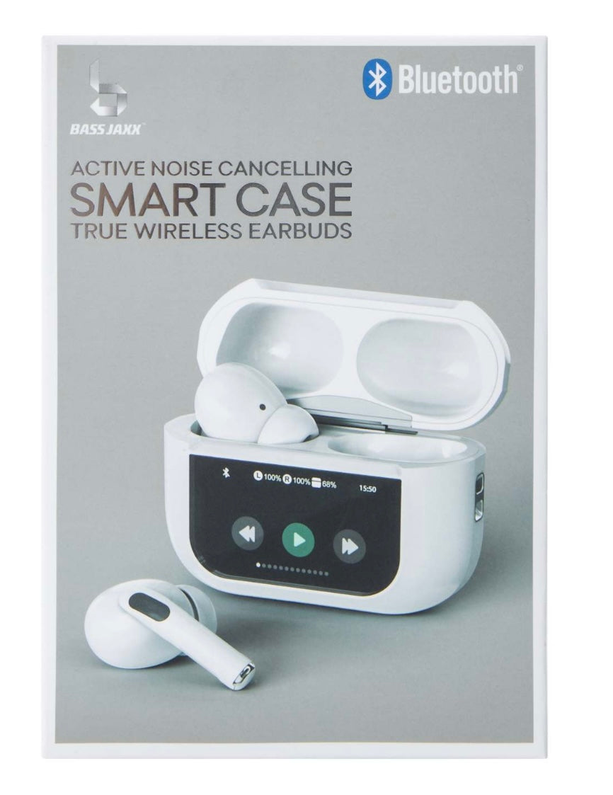 True Wireless Earbuds with Active Noise Cancelling, Smart Charging Case, White