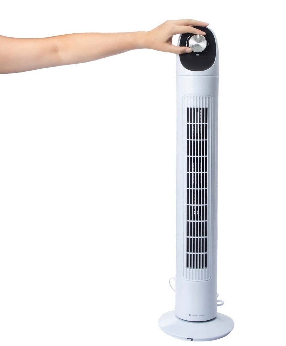Oscillating Tower Fan, 36-Inch Slim Portable Electric Standing Fan with Adjustable Speed Control, White