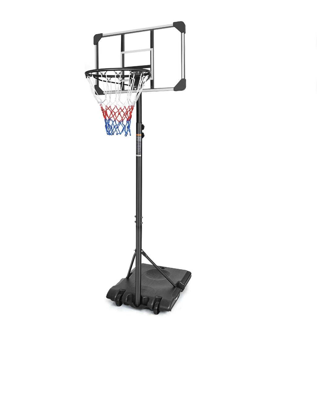Portable Basketball Hoop System, 5.6-7 ft Height Adjustable, 28-inch Backboard, 16-inch Rim, Wheels for Mobility