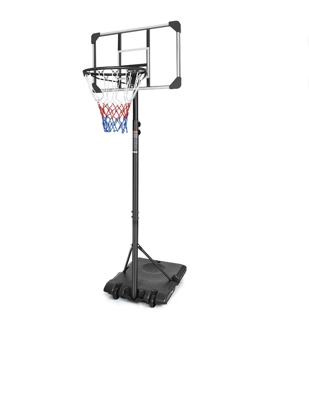 Portable Basketball Hoop System, 5.6-7 ft Height Adjustable, 28-inch Backboard, 16-inch Rim, Wheels for Mobility
