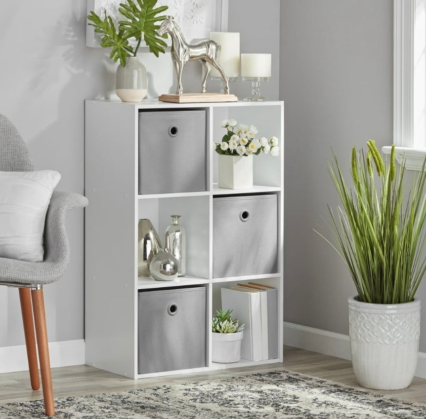 White 6-Cube Storage Organizer - Modern Design for Living Rooms & Bedrooms - Sturdy Construction & Easy Access - Versatile Storage Solution