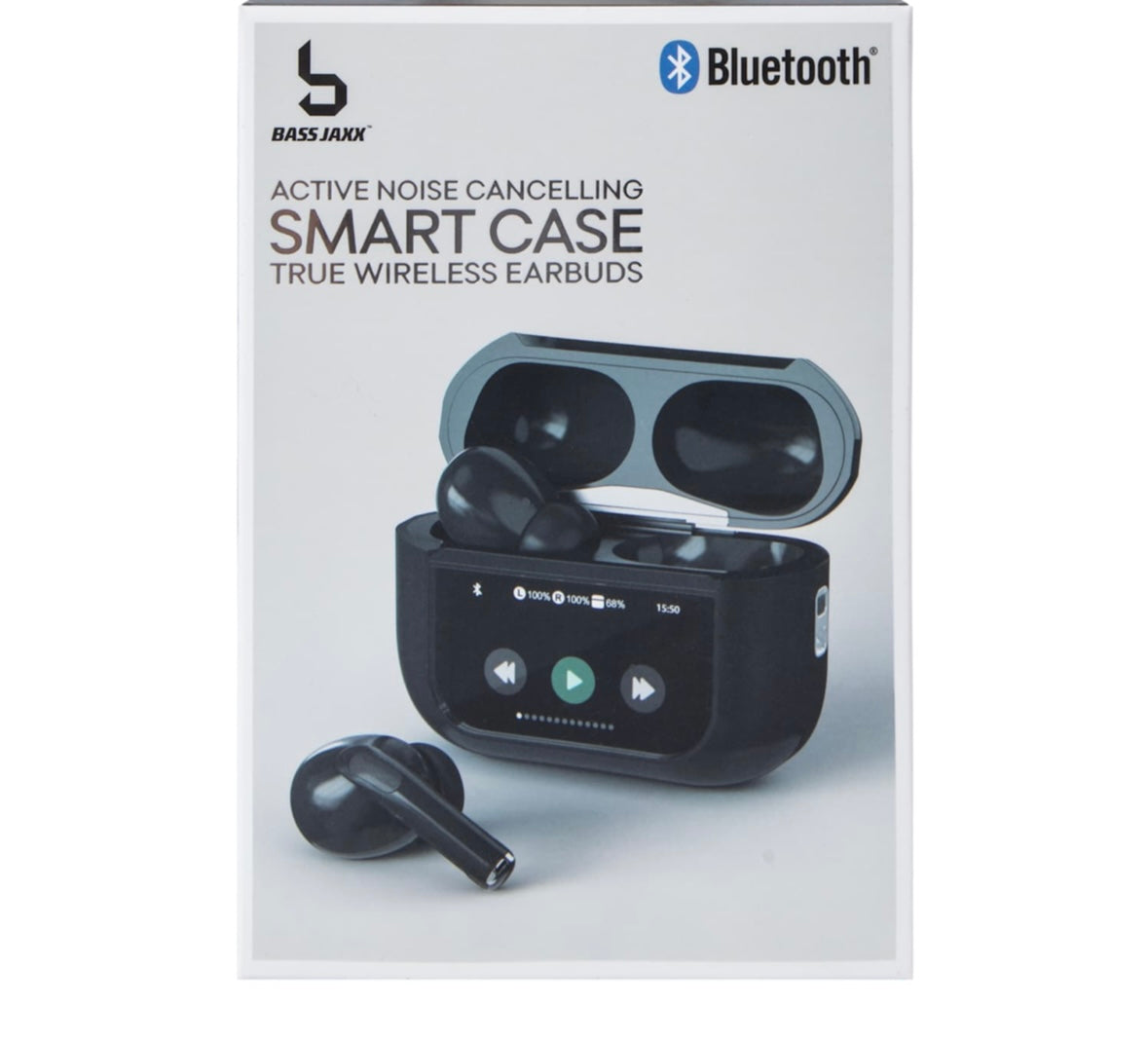 True Wireless Earbuds with Active Noise Cancelling, Smart Charging Case, White