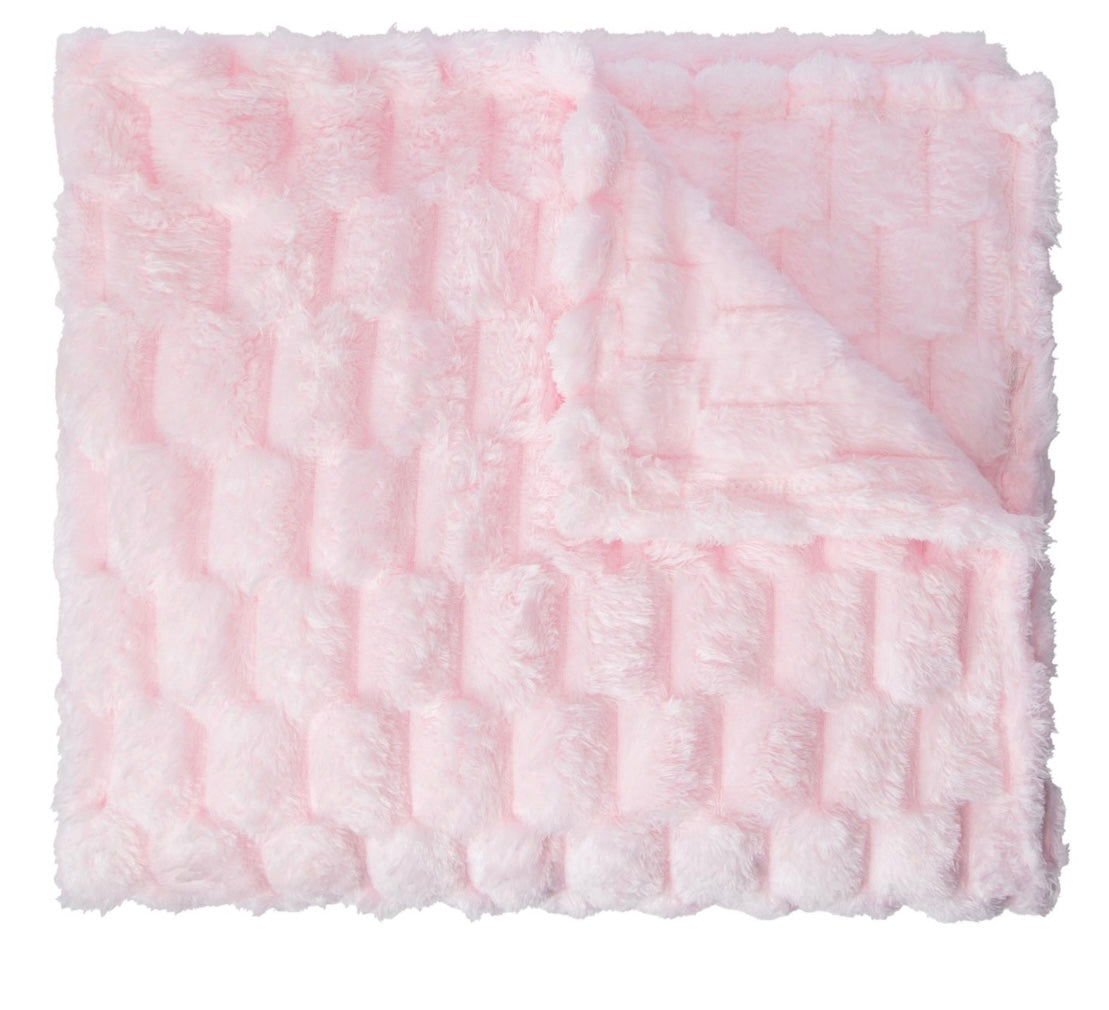 Soft Faux Fur Throw Blanket, Light Pink, Plush Fuzzy Material, 50 x 60 Inches, Cozy Decorative Throw for Bed, Couch