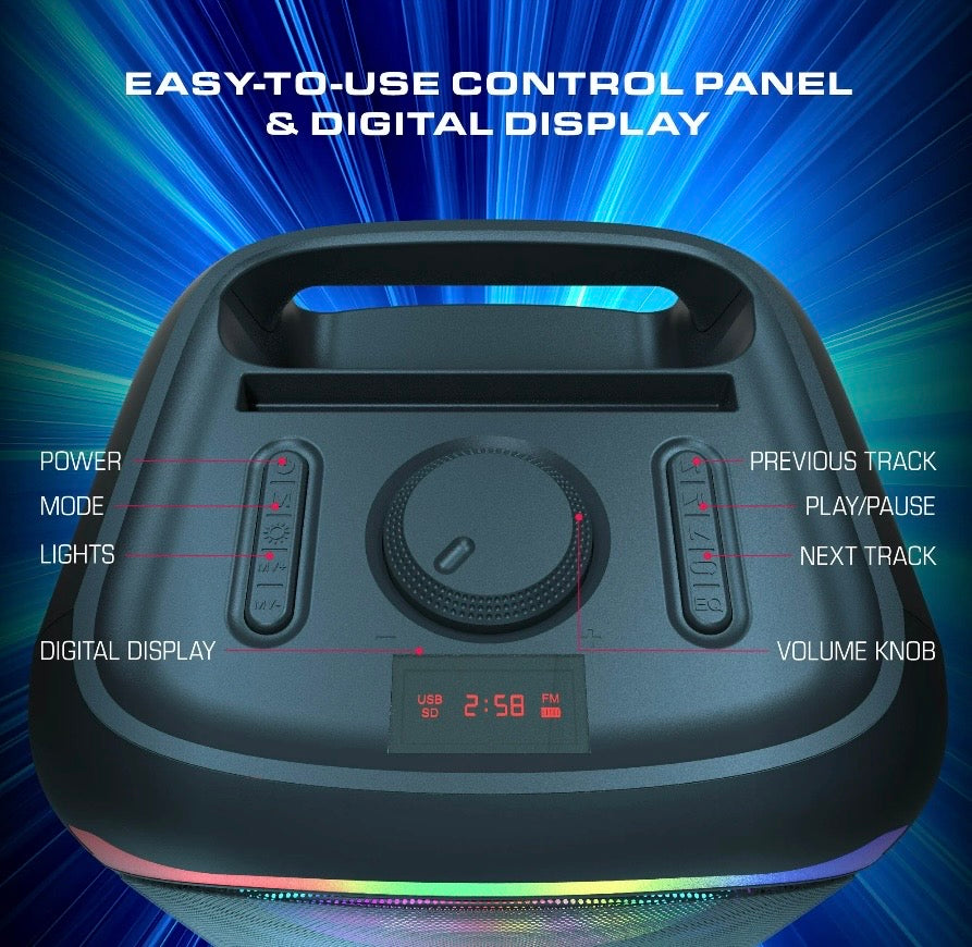 Portable Speaker with RGB Lighting and Bluetooth Connectivity for Outdoor