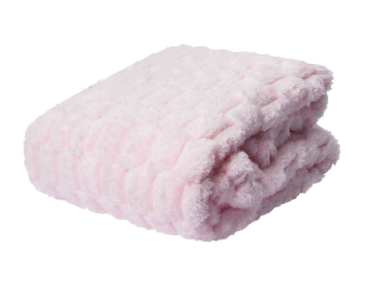 Soft Faux Fur Throw Blanket, Light Pink, Plush Fuzzy Material, 50 x 60 Inches, Cozy Decorative Throw for Bed, Couch