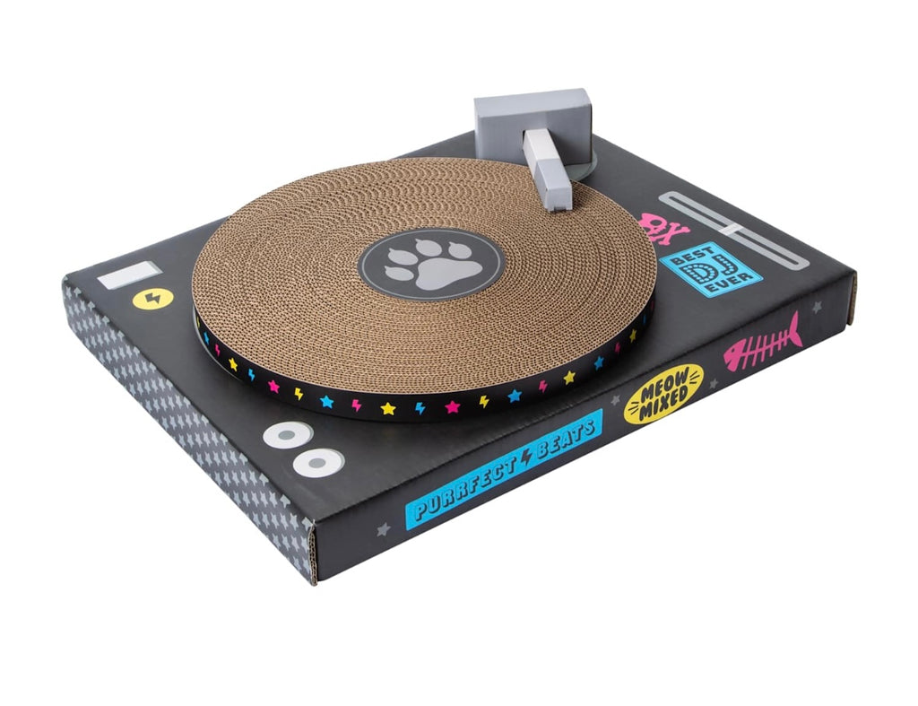 Cat Scratcher, Interactive Pet Toy with Catnip, Black and Brown Cardboard, Promotes Nail Health, Musical Theme Design