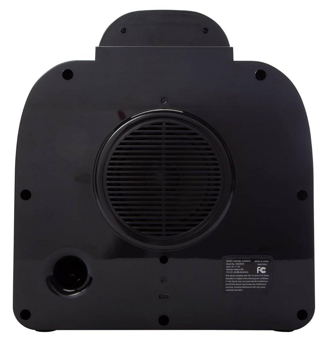 Classic Chrome Diner-Style Jukebox Wireless Speaker with Song Selection Display, Keypad Interface, Nostalgic speaker Display