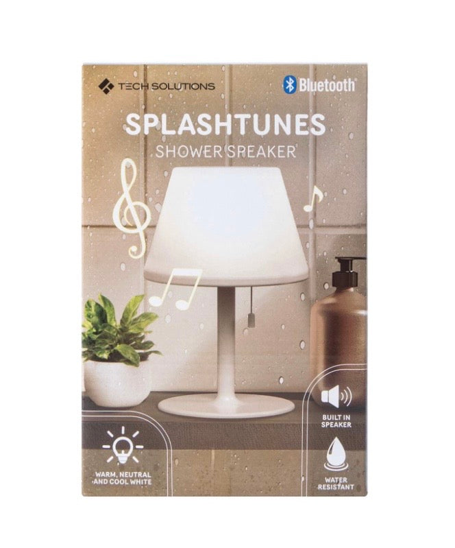 Portable Waterproof Shower Speaker with LED Light, White Table Lamp Design, Wireless Bluetooth Speaker