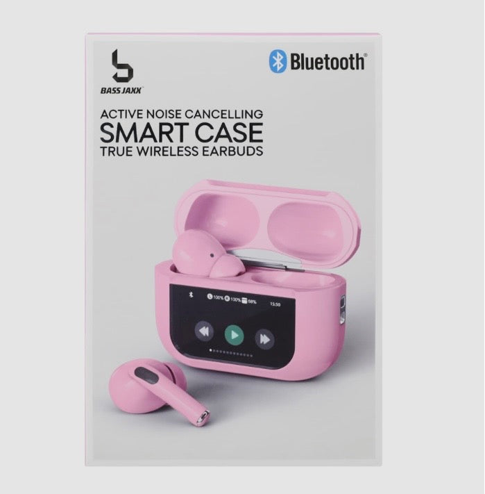 True Wireless Earbuds with Active Noise Cancelling, Smart Charging Case, White