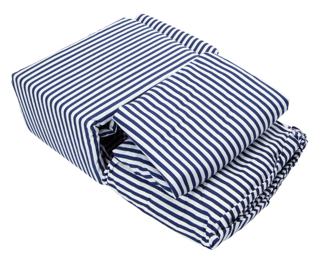 Super Soft Queen Sheet Set, Navy Blue and White Striped, 4 Piece with Pillowcases, Breathable Bedding