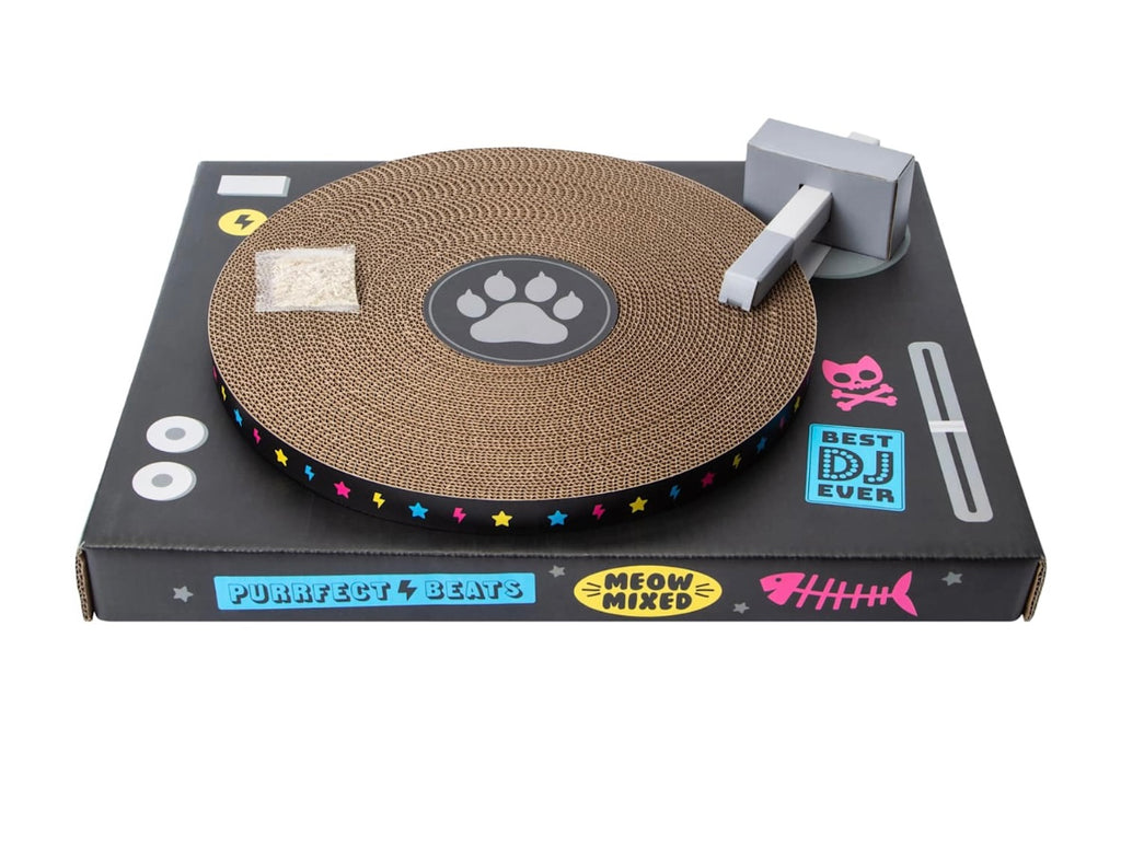 Cat Scratcher, Interactive Pet Toy with Catnip, Black and Brown Cardboard, Promotes Nail Health, Musical Theme Design