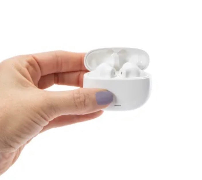 True Wireless Earbuds with Active Noise Cancelling, Smart Charging Case, White