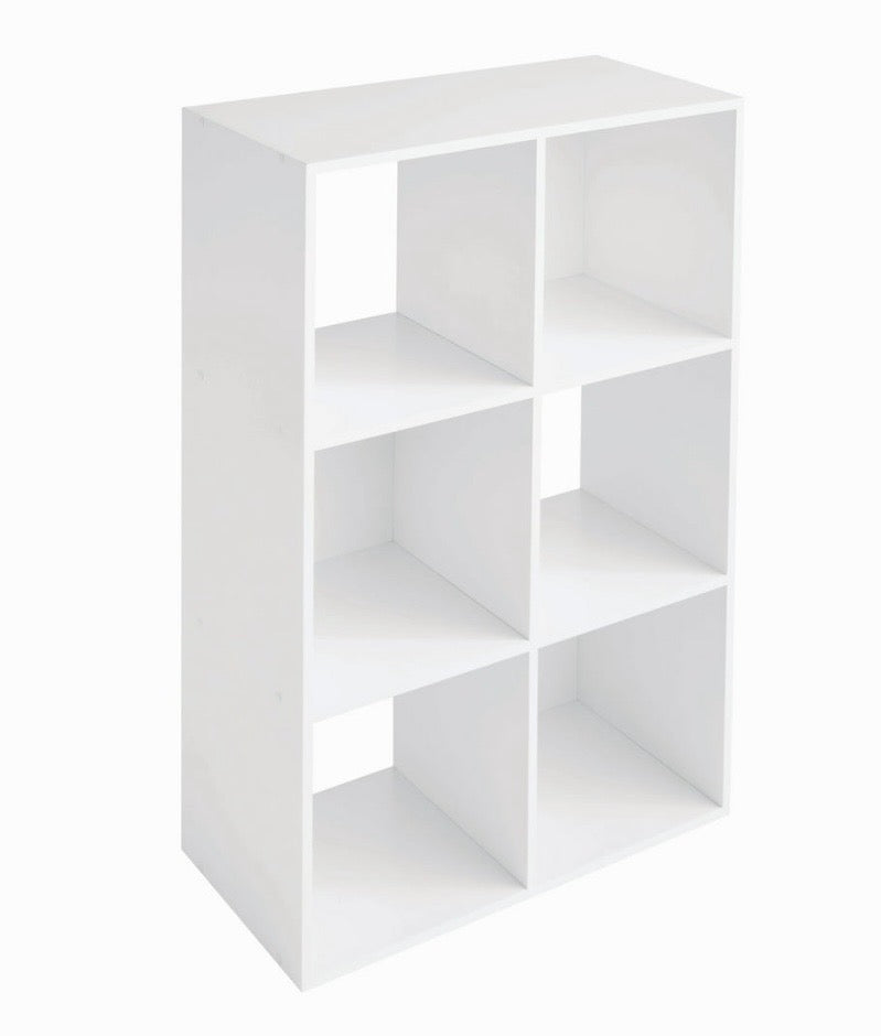 White 6-Cube Storage Organizer - Modern Design for Living Rooms & Bedrooms - Sturdy Construction & Easy Access - Versatile Storage Solution