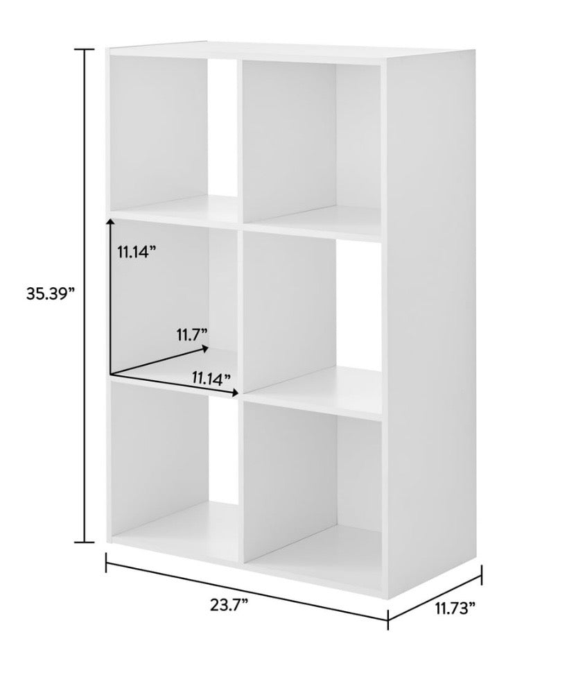White 6-Cube Storage Organizer - Modern Design for Living Rooms & Bedrooms - Sturdy Construction & Easy Access - Versatile Storage Solution