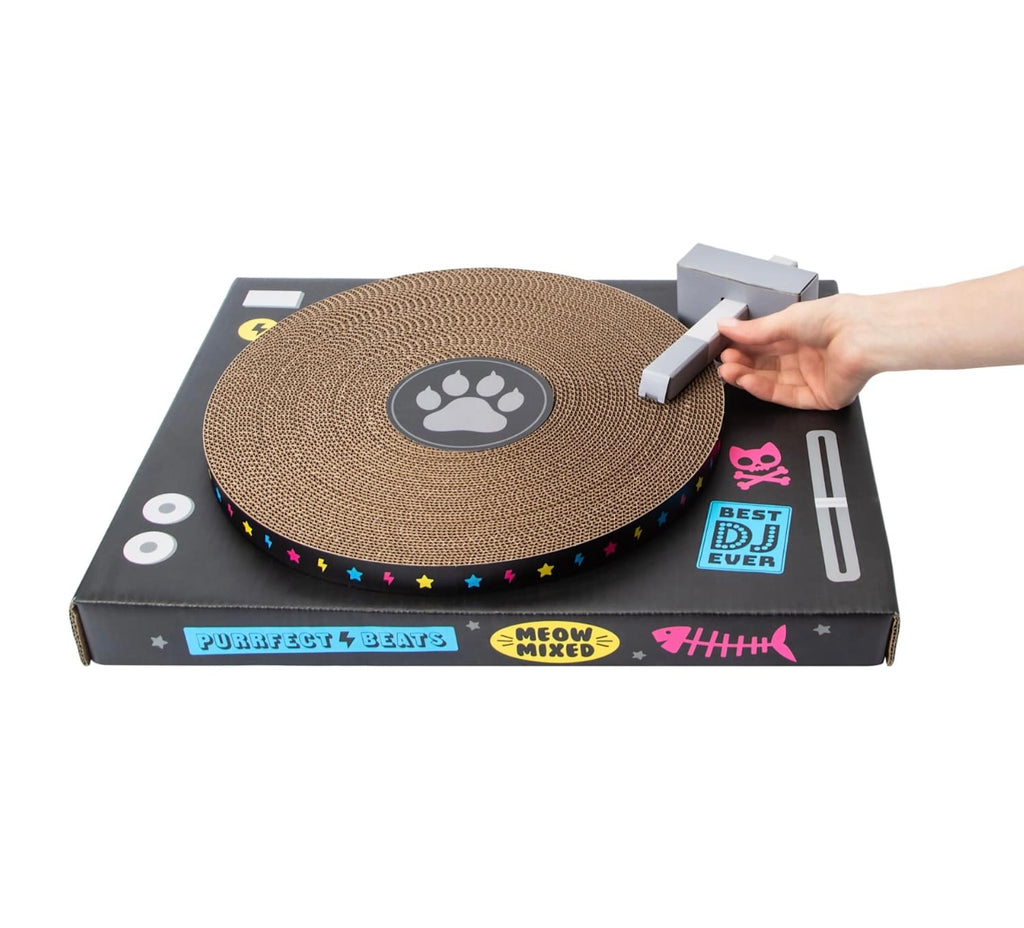 Cat Scratcher, Interactive Pet Toy with Catnip, Black and Brown Cardboard, Promotes Nail Health, Musical Theme Design