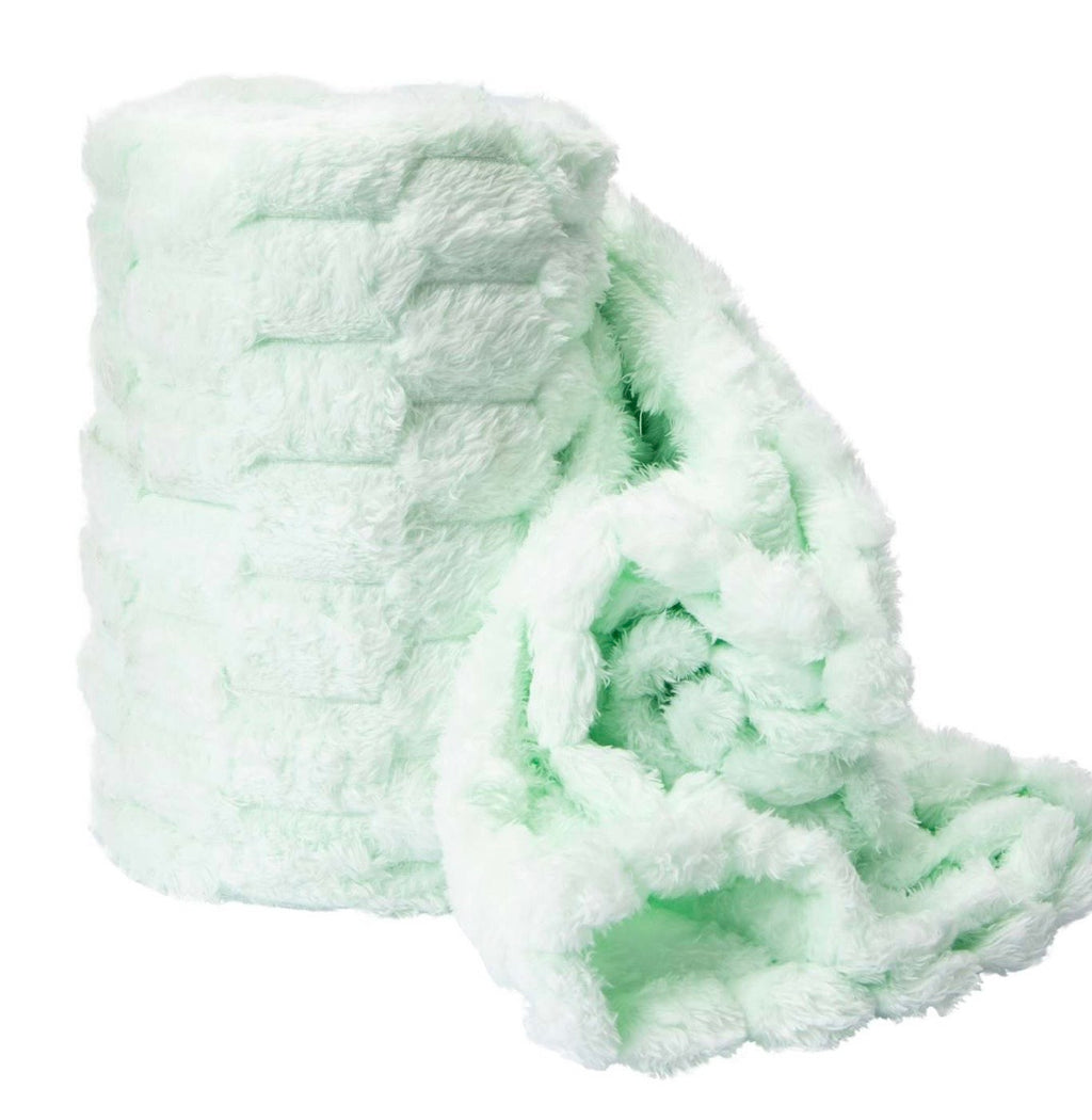 Soft Plush Mint Green Blanket, Fluffy Textured Throw