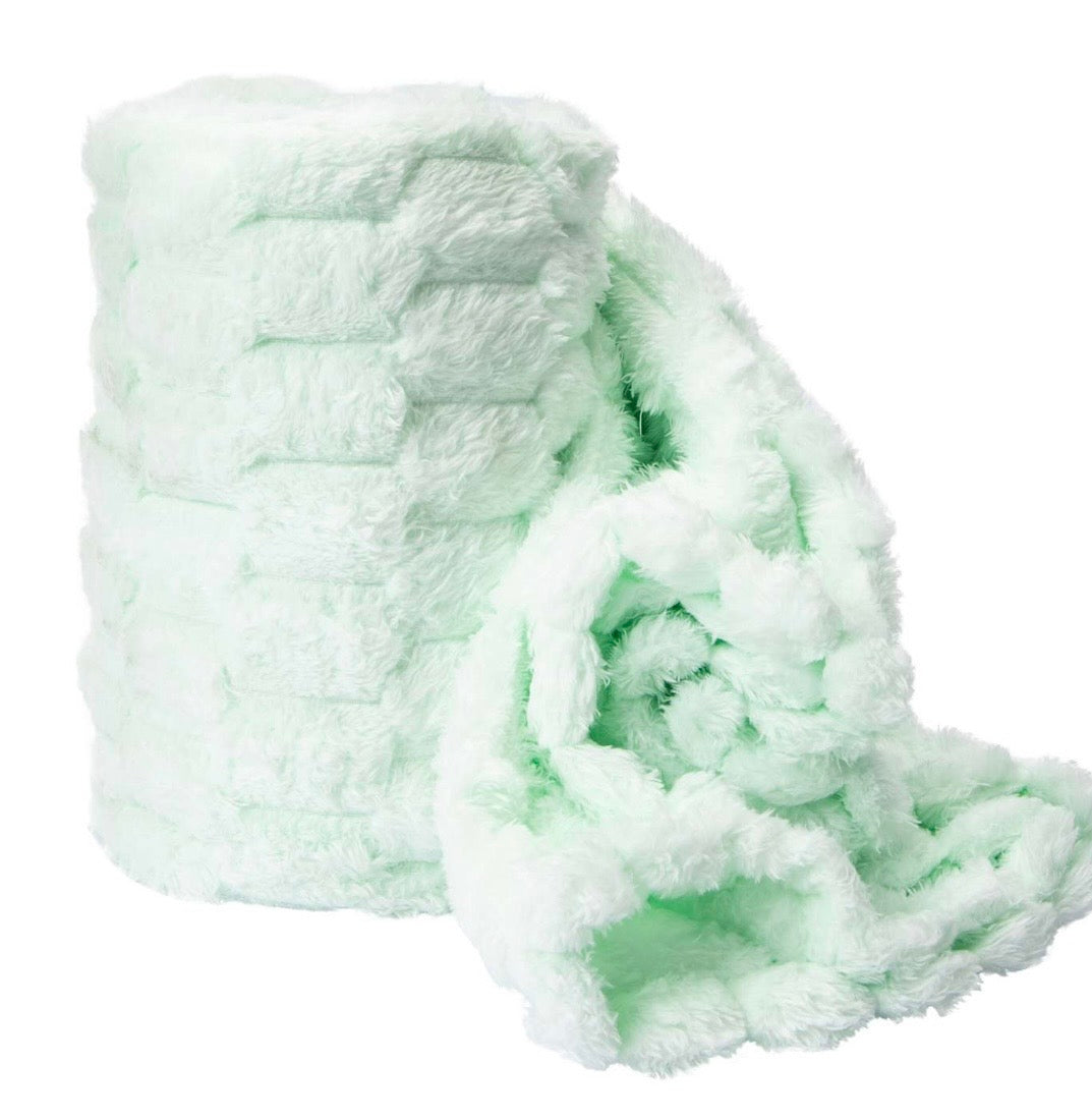 Soft Plush Mint Green Blanket, Fluffy Textured Throw