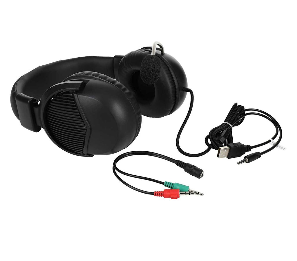 LED Gaming Headset with Detachable Microphone, Wired USB Connection, Black